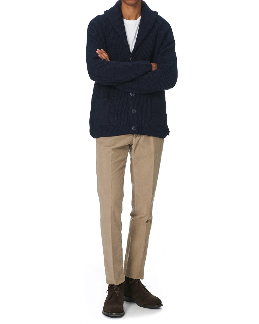 Men | Sweaters & Knitwear | GANT | Mohair Blend Shawl Cardigan Evening Blue