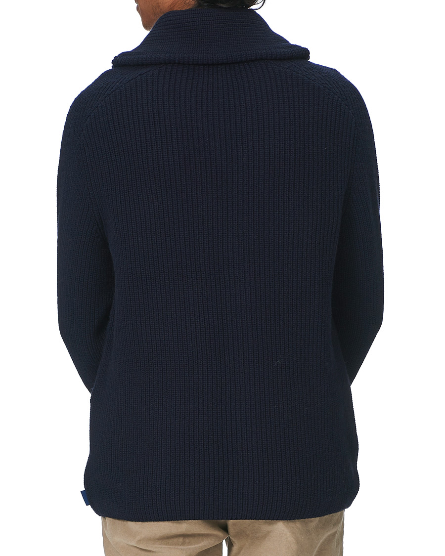 Men | Sweaters & Knitwear | GANT | Mohair Blend Shawl Cardigan Evening Blue
