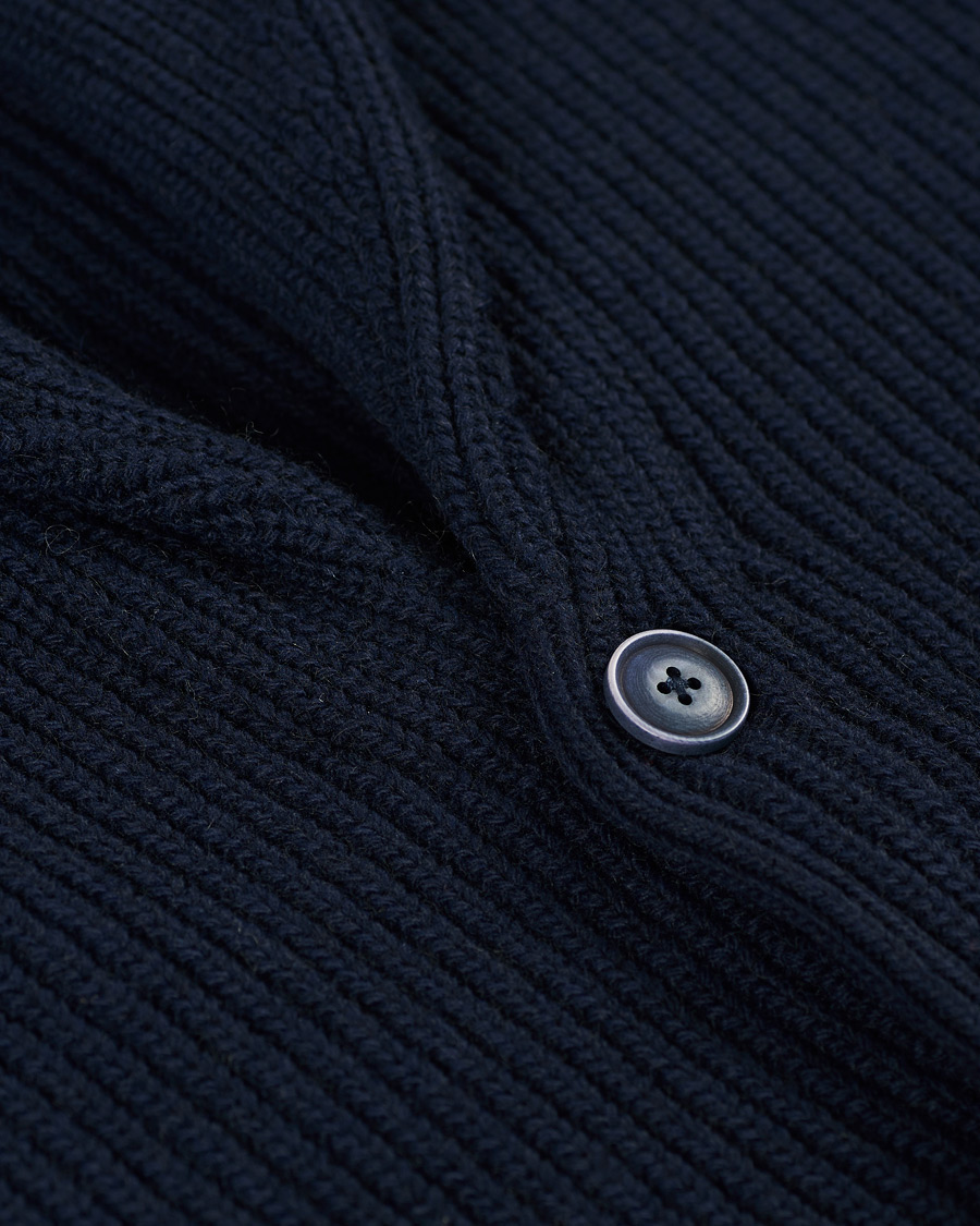 Men | Sweaters & Knitwear | GANT | Mohair Blend Shawl Cardigan Evening Blue