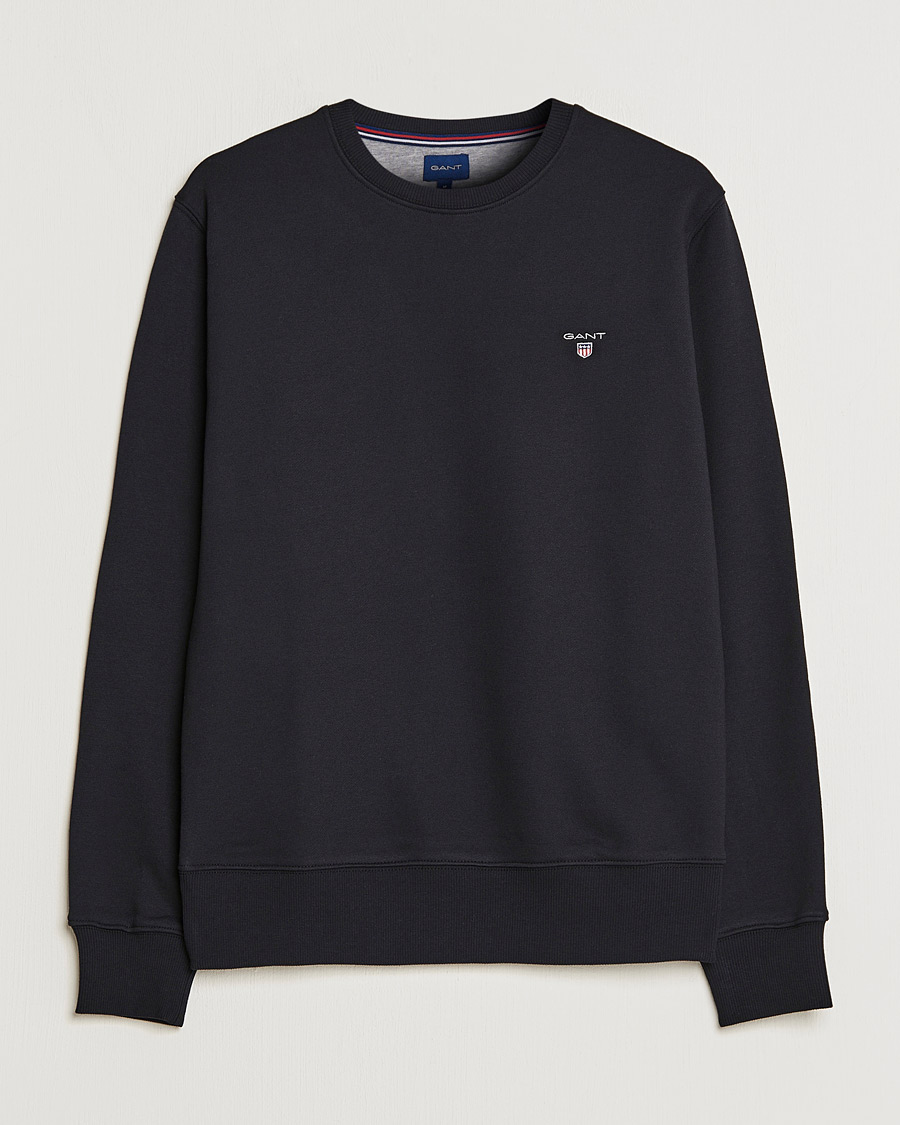 Men | Sweaters & Knitwear | GANT | Original Shield Logo Crew Neck Sweatshirt Black