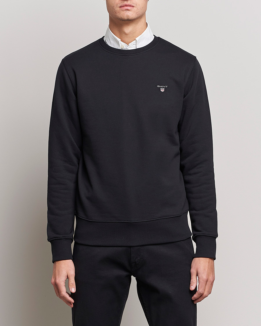 Men | Sweaters & Knitwear | GANT | Original Shield Logo Crew Neck Sweatshirt Black