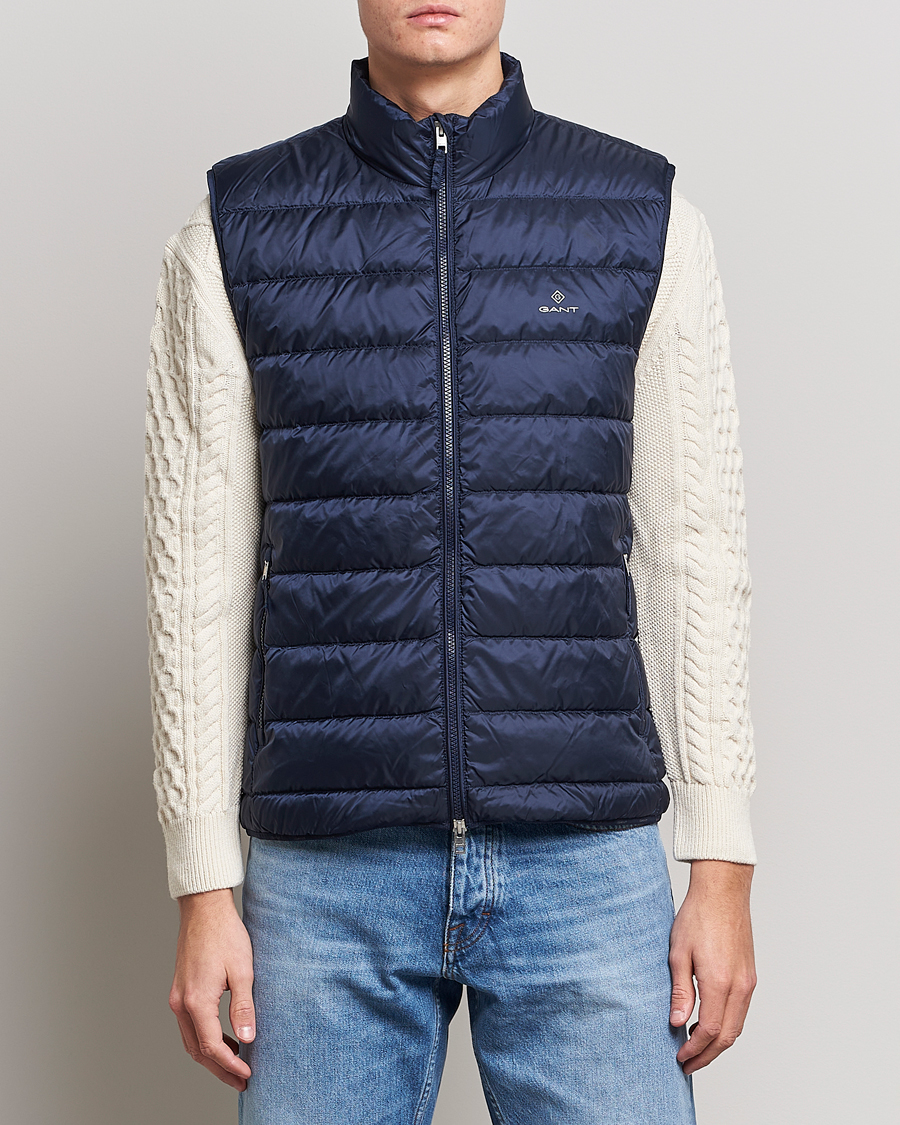 Men | Gilets | Gant | The Light Down Gilet Evening Blue