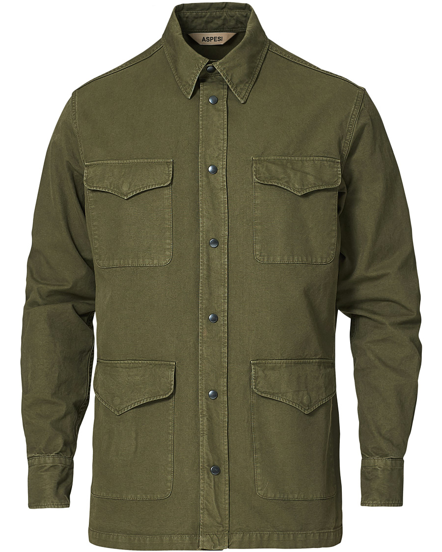 Men | Shirts | Aspesi | Hercules Cotton Overshirt Light Military