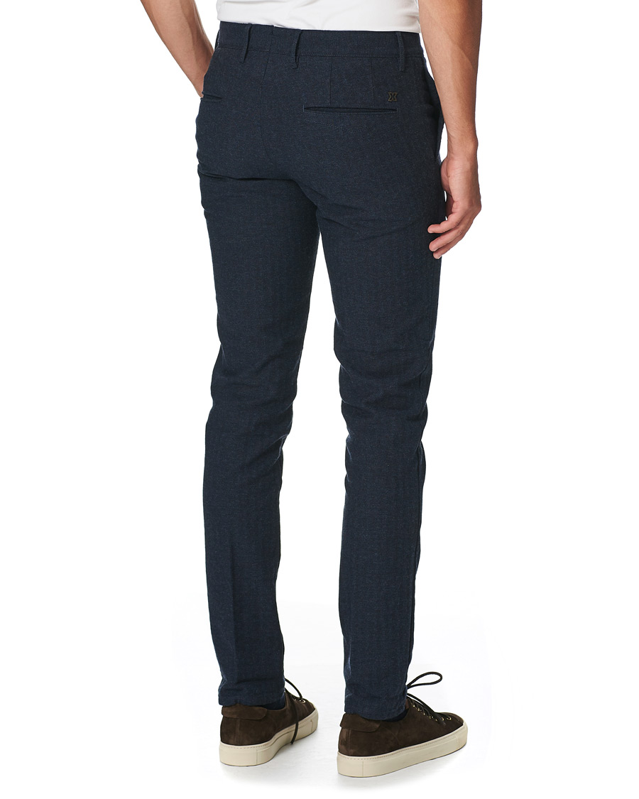 Men | Trousers | Incotex | Slim Fit Cotton/Wool Herringbone Slacks Navy