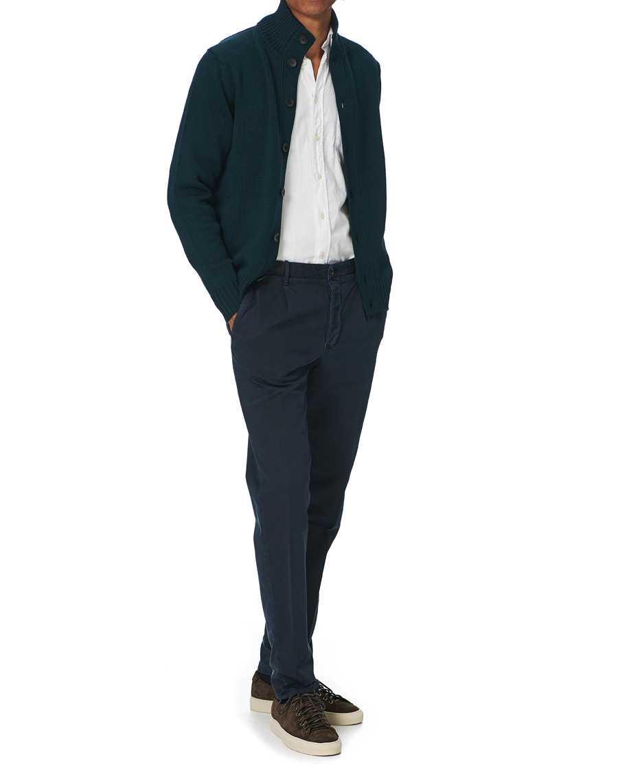 Men | Trousers | Incotex | Slim Fit Cotton Satin Sweatpants Midnight