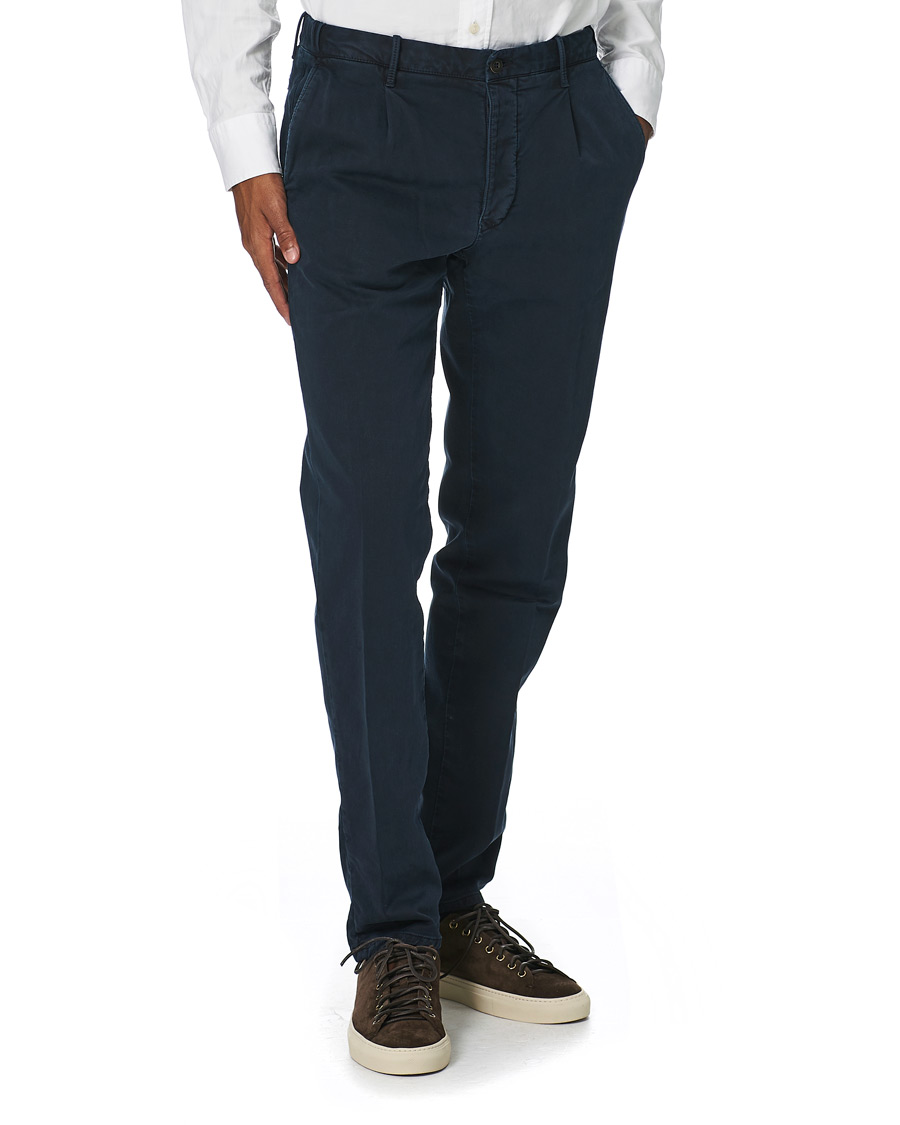 Men | Trousers | Incotex | Slim Fit Cotton Satin Sweatpants Midnight