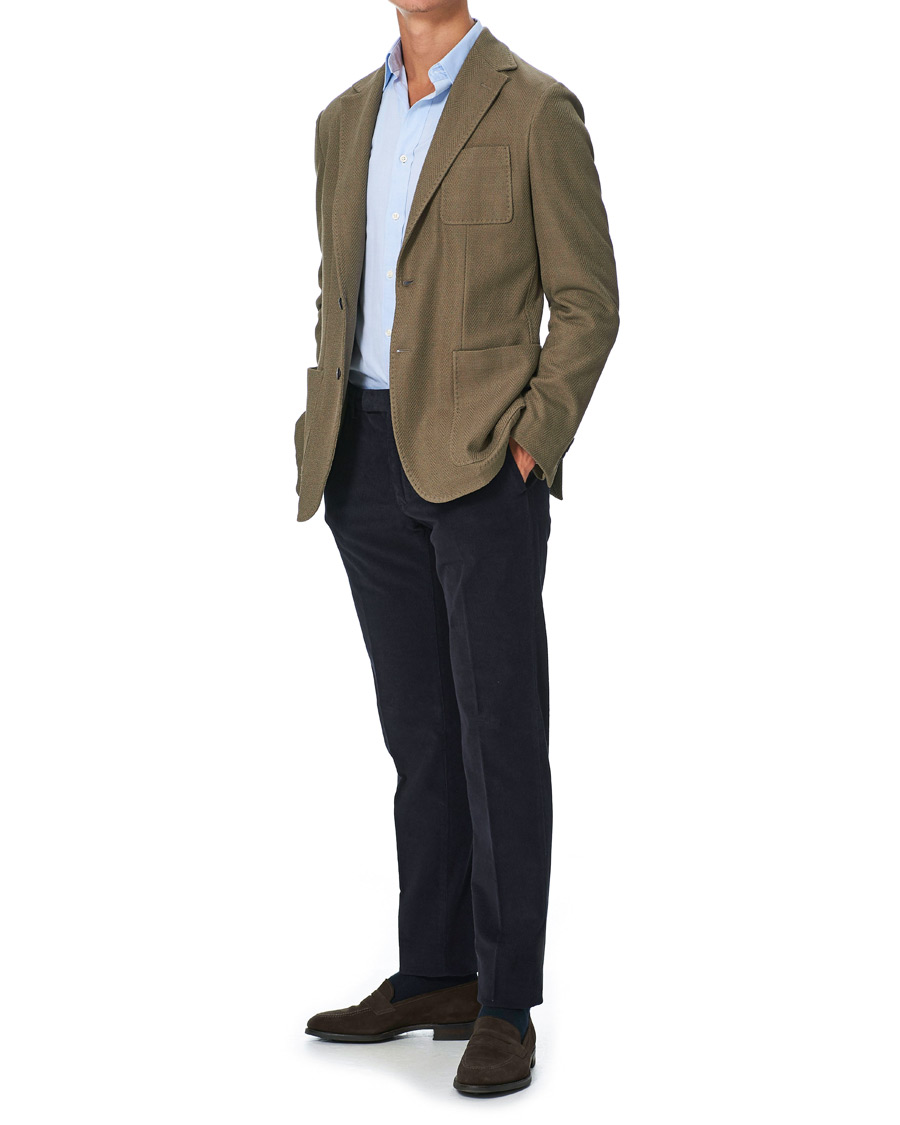Men | Trousers | Incotex | Slim Fit Corduroy Trousers Navy