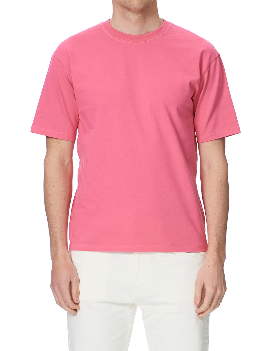 Men | T-Shirts | Drake's | Cotton Crew Neck Hiking Tee Fuschia