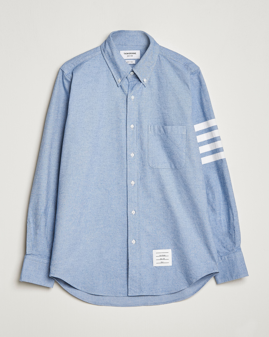 Men | Shirts | Thom Browne | 4-Bar Flannel Shirt Light Blue