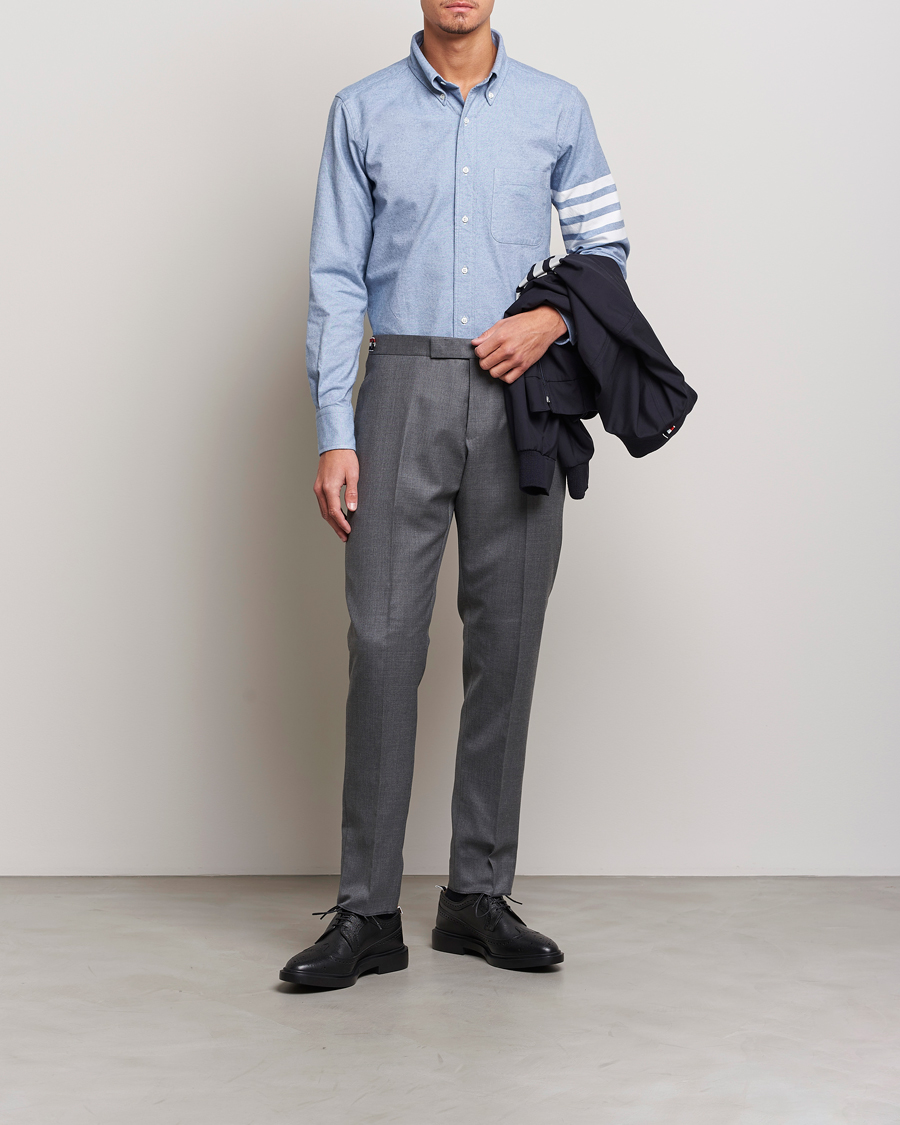 Men | Shirts | Thom Browne | 4-Bar Flannel Shirt Light Blue