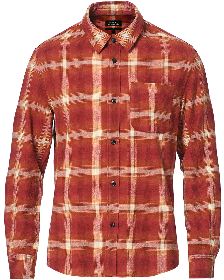 Men | Shirts | A.P.C. | Trek Flannel Overshirt Red Check