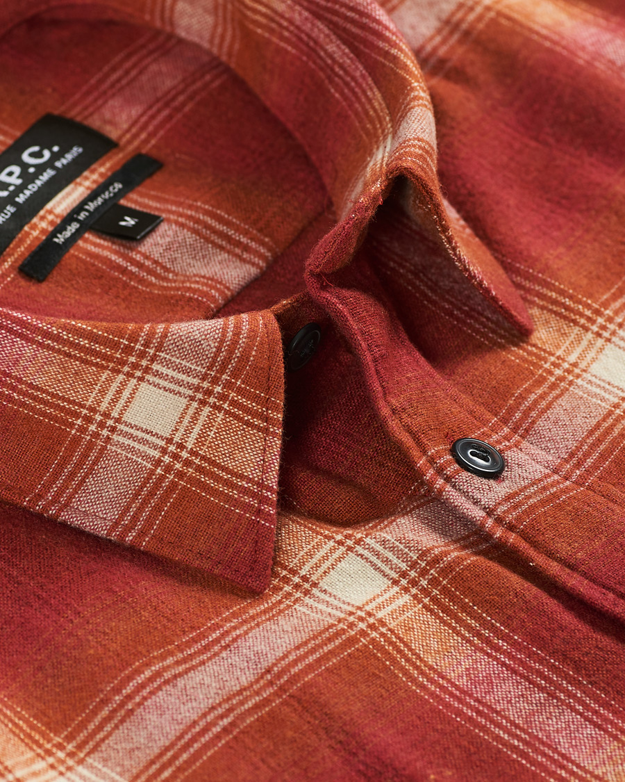 Men | Shirts | A.P.C. | Trek Flannel Overshirt Red Check