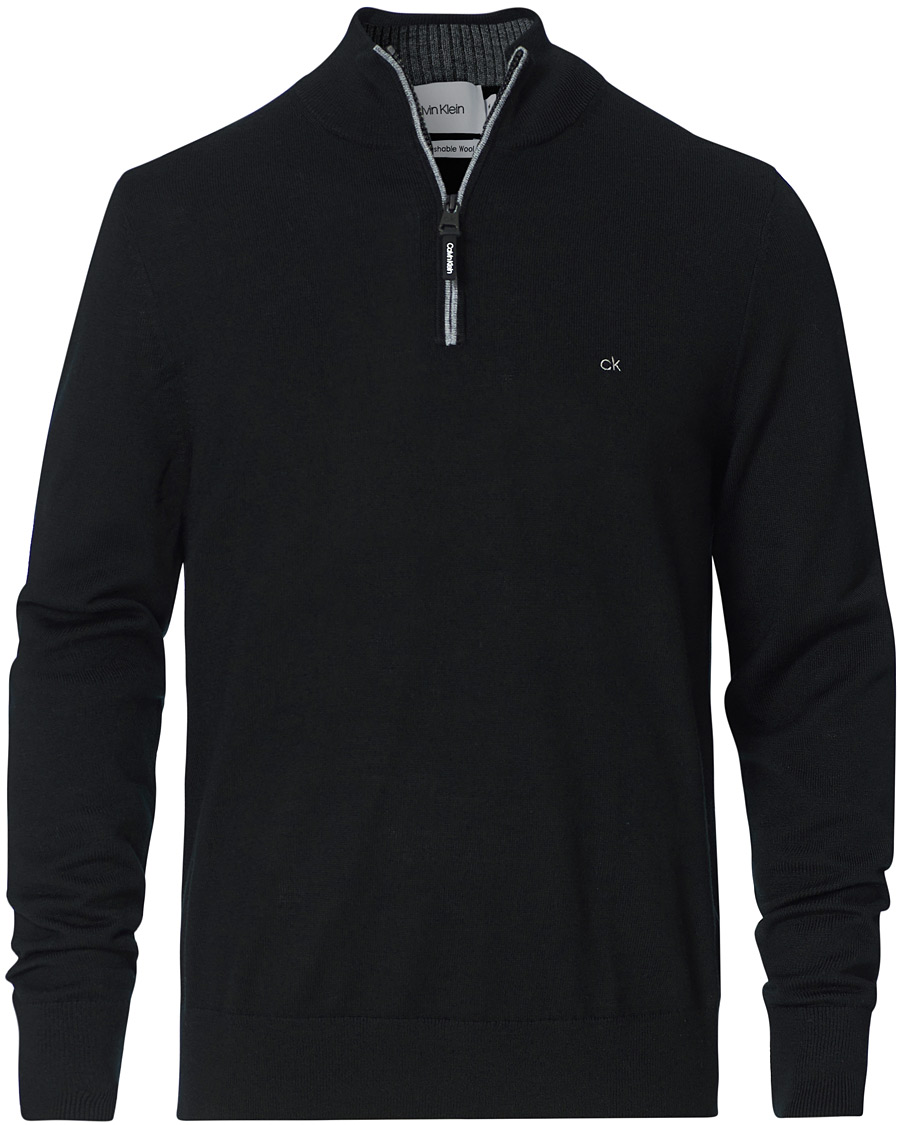 Men | Sweaters & Knitwear | Calvin Klein | Superior Wool Half Zip Sweater Black