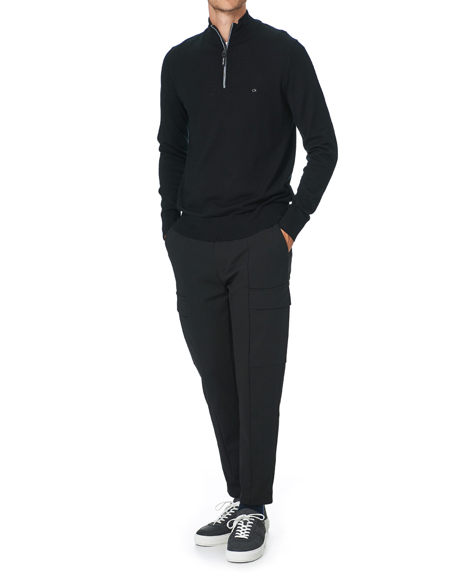 Men | Sweaters & Knitwear | Calvin Klein | Superior Wool Half Zip Sweater Black