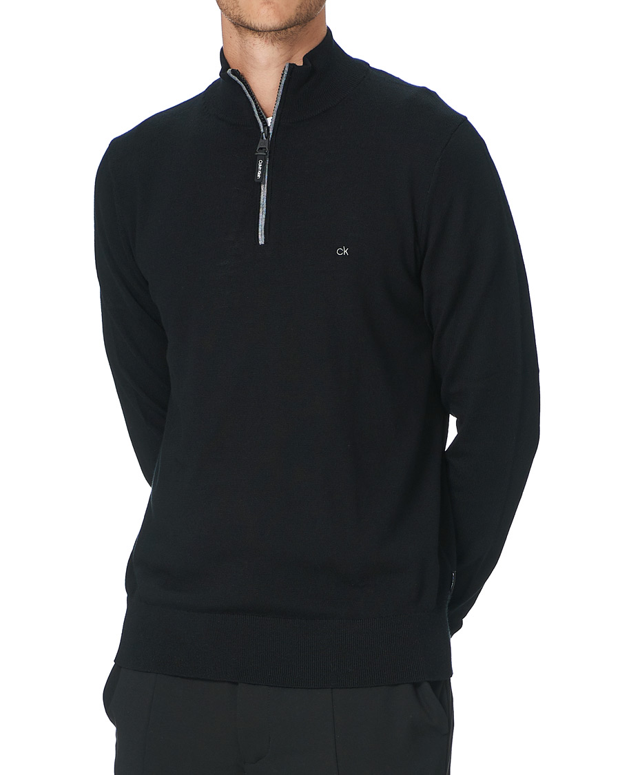 Men | Sweaters & Knitwear | Calvin Klein | Superior Wool Half Zip Sweater Black