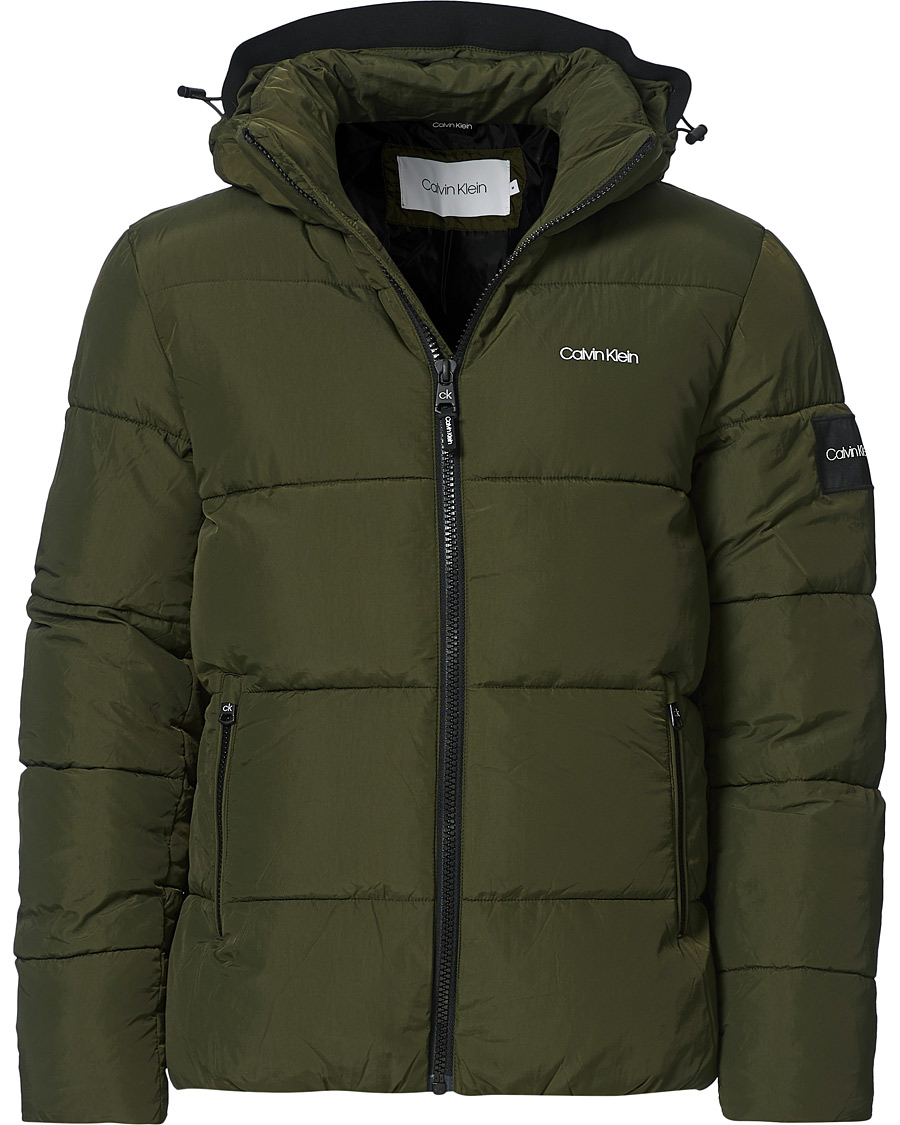 Men | Coats & Jackets | Calvin Klein | Crinkle Nylon Puffer Jacket Dark Olive