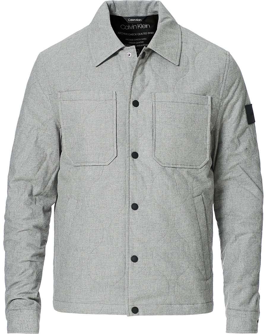 Men | Coats & Jackets | Calvin Klein | Two Tone Light Padded Shirt Jacket Grey Heather