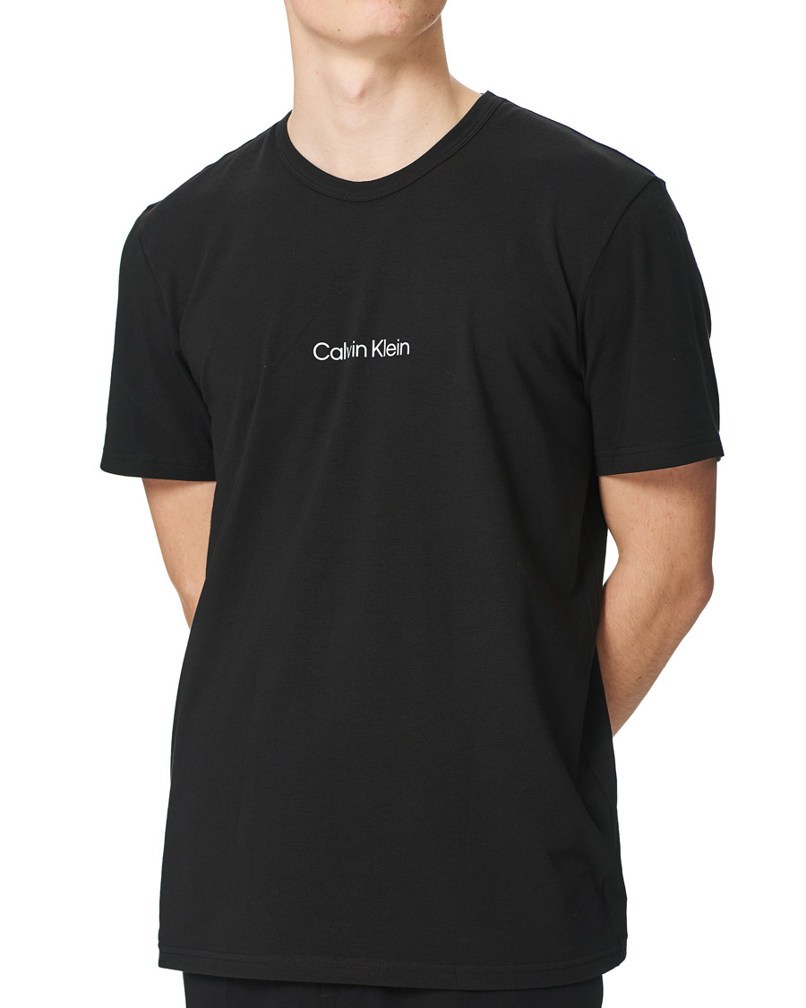 Men | T-Shirts | Calvin Klein | Center Logo Crew Neck Tee Black