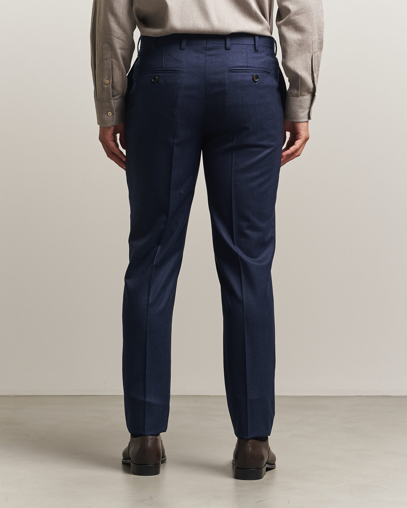 Men | Trousers | Brunello Cucinelli | Slim Fit Flannel Trousers Navy