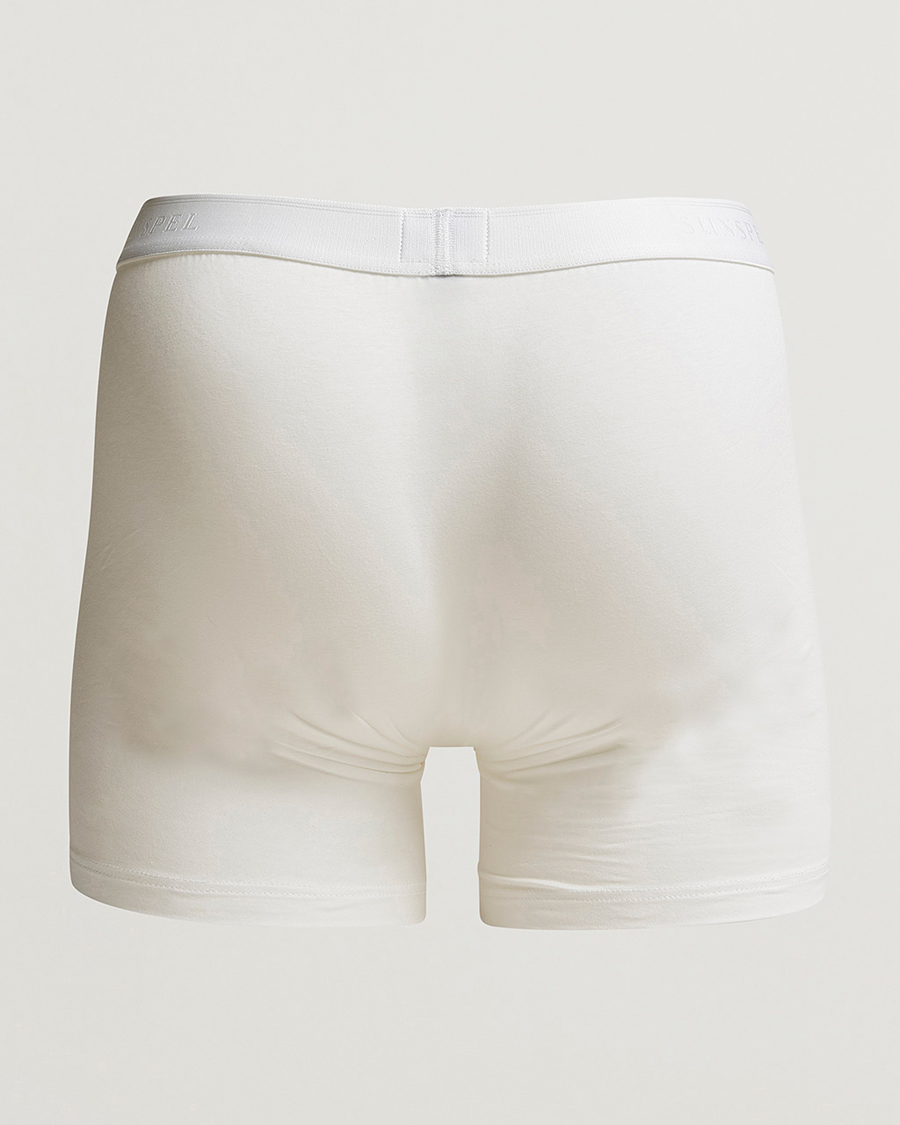 Men | Underwear & Socks | Sunspel | Long Leg Cotton Stretch Trunk White