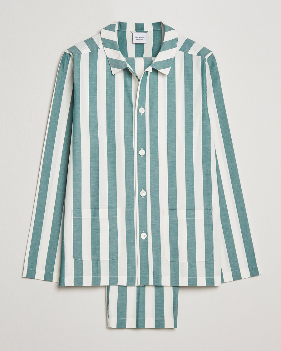 Men | Pyjamas & Robes | Nufferton | Uno Striped Pyjama Set Green/White