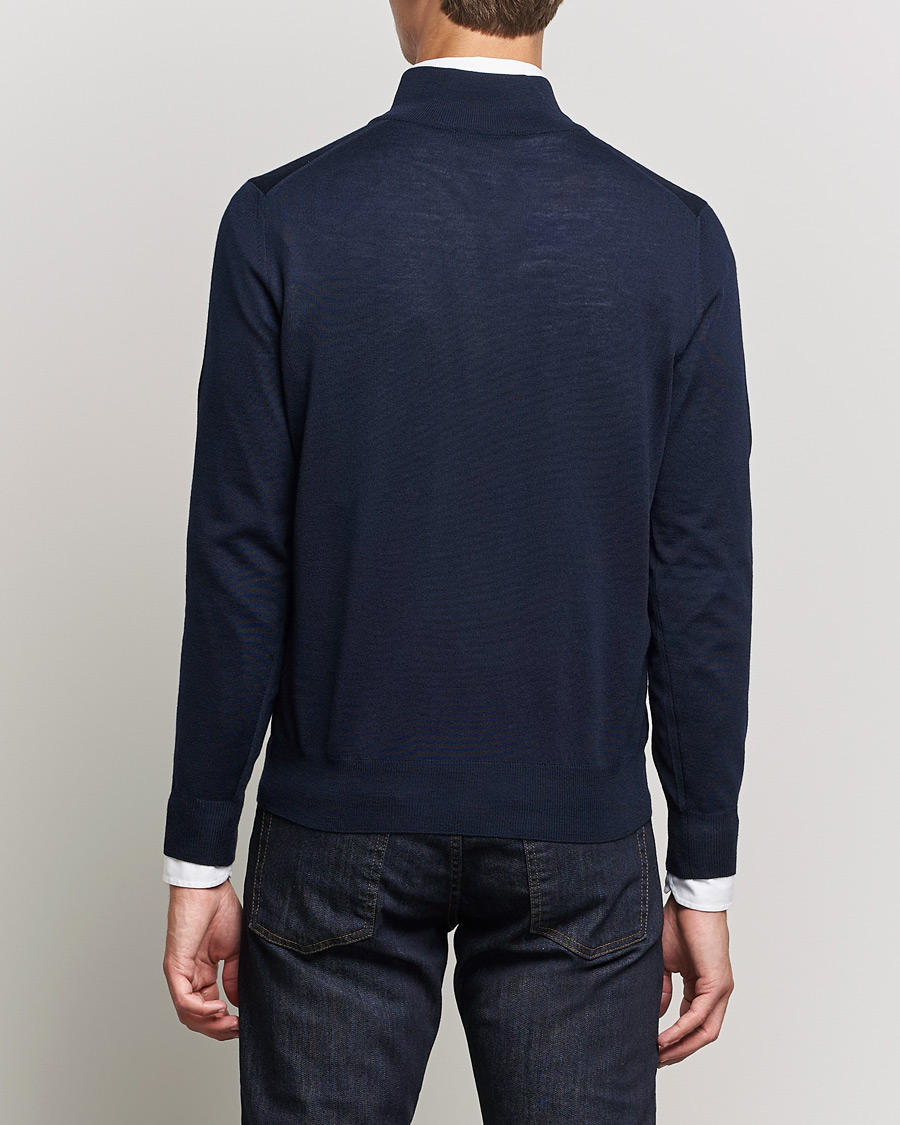 Men | Sweaters & Knitwear | Canali | Merino Wool Half Zip Navy