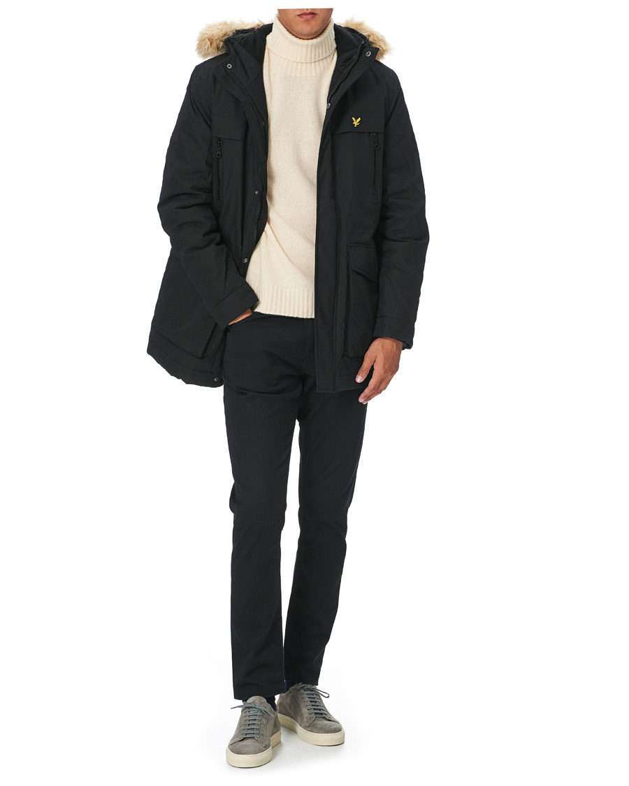 Men | Coats & Jackets | Lyle & Scott | Winter Weight Micro Fleece Parka Black
