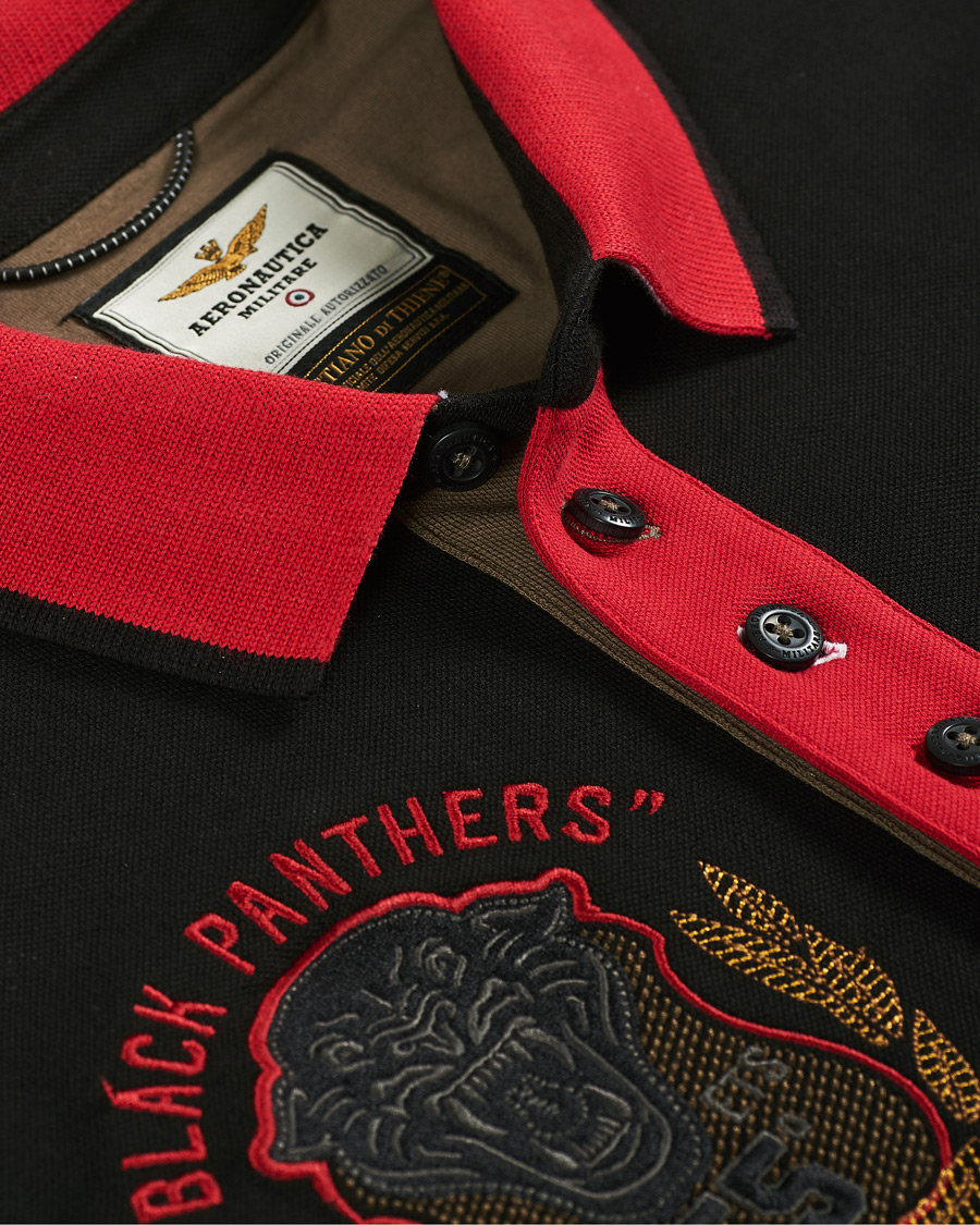 Men | Sweaters & Knitwear | Aeronautica Militare | Long Sleve Logo Polo Military/Black/Red