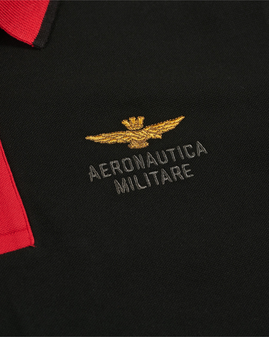 Men | Sweaters & Knitwear | Aeronautica Militare | Long Sleve Logo Polo Military/Black/Red