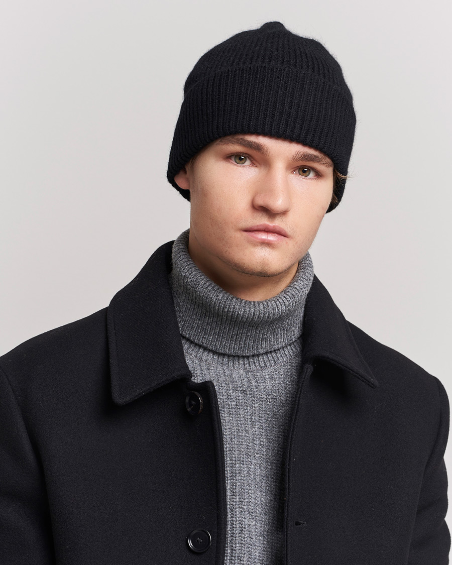 Men | Beanies | Le Bonnet | Lambswool/Caregora Beanie Onyx