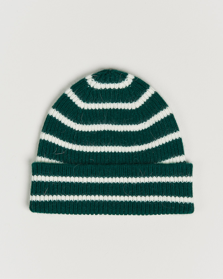 Men | Beanies | Le Bonnet | Lambswool/Caregora Beanie Moss Strip