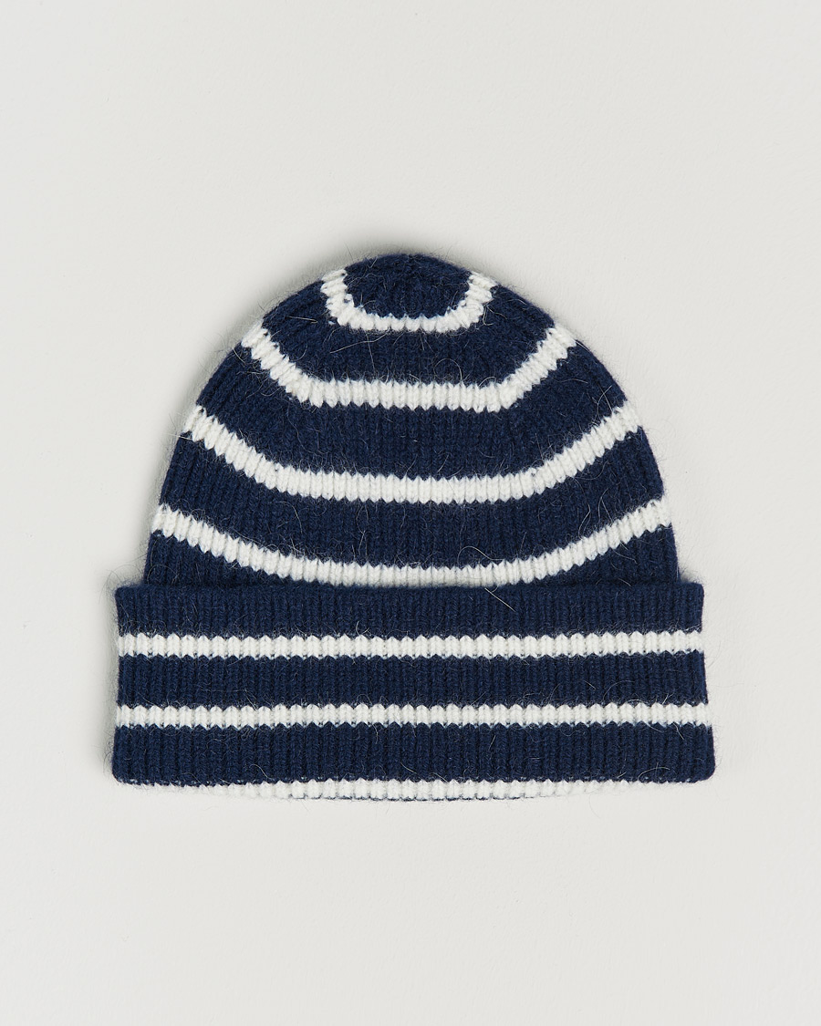 Men | Beanies | Le Bonnet | Lambswool/Caregora Beanie Midnight Stripe