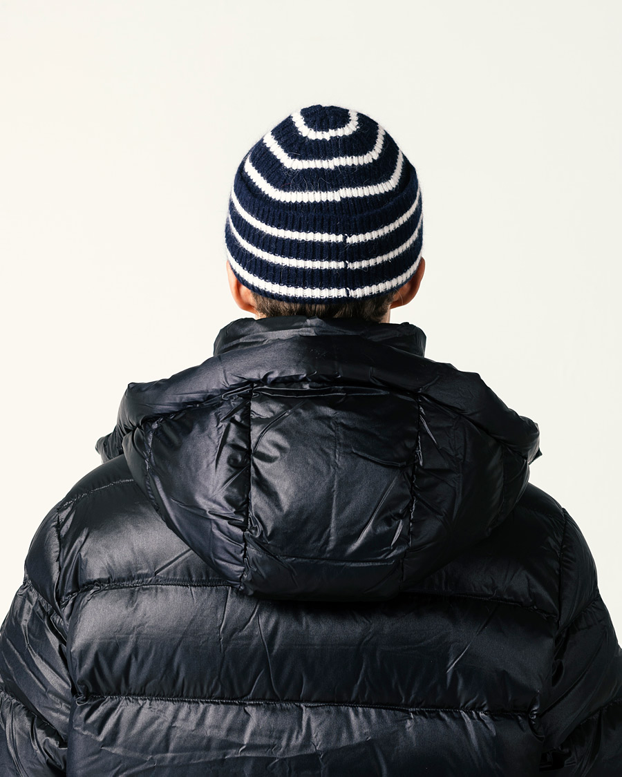 Men | Beanies | Le Bonnet | Lambswool/Caregora Beanie Midnight Stripe