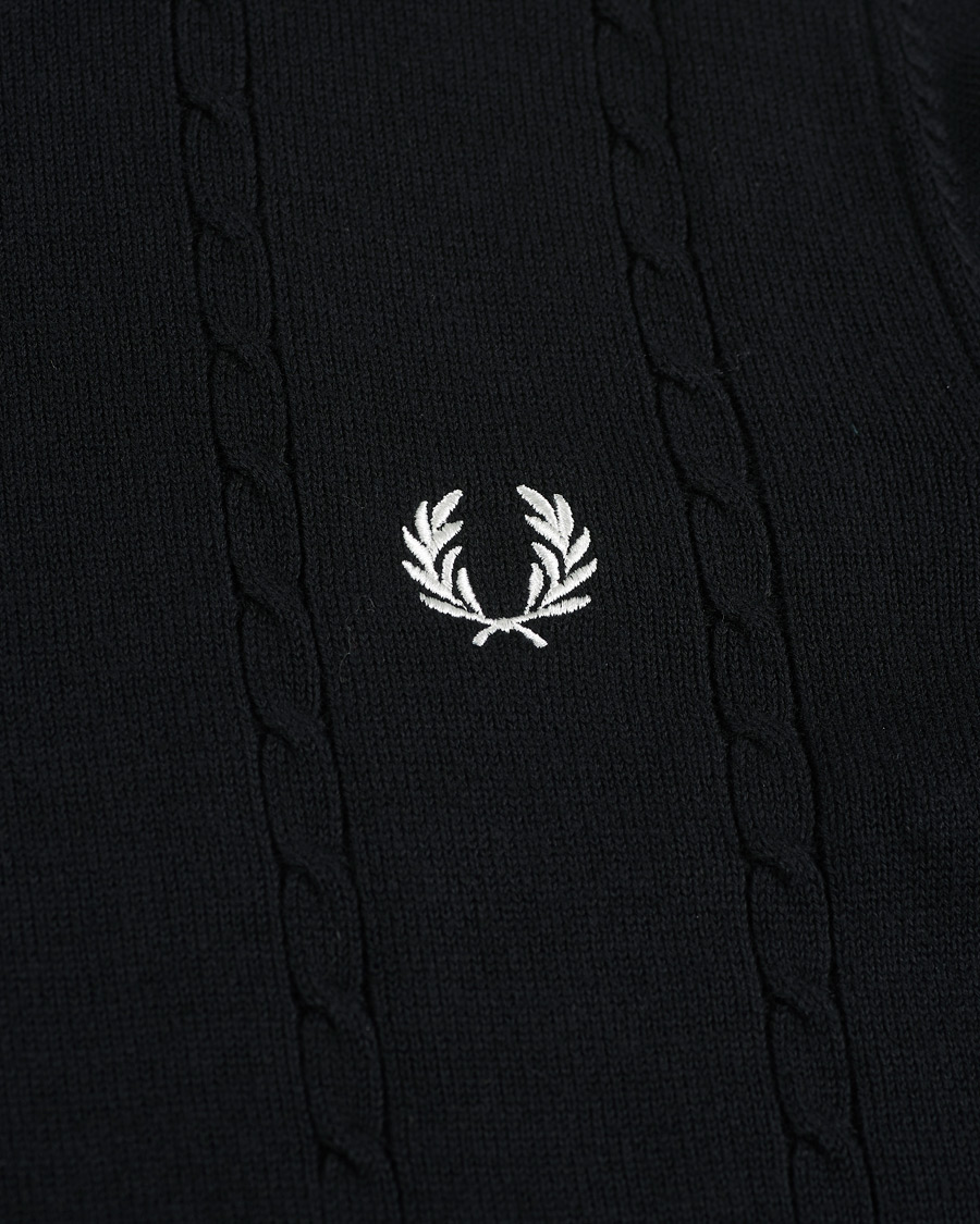 Men | Sweaters & Knitwear | Fred Perry | Cable Knit Crew Neck Jumper Black