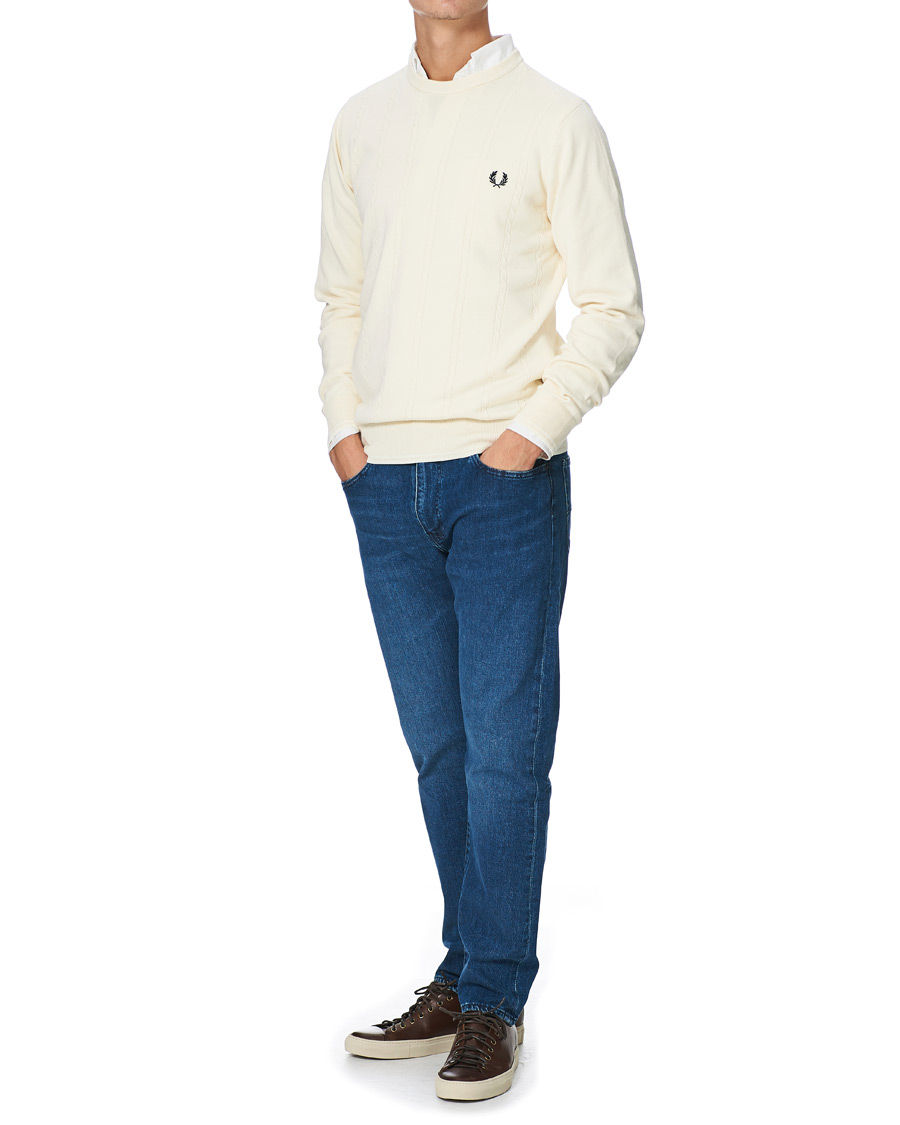 Men | Sweaters & Knitwear | Fred Perry | Cable Knit Crew Neck Jumper Ecru