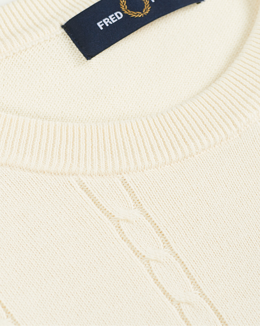 Men | Sweaters & Knitwear | Fred Perry | Cable Knit Crew Neck Jumper Ecru