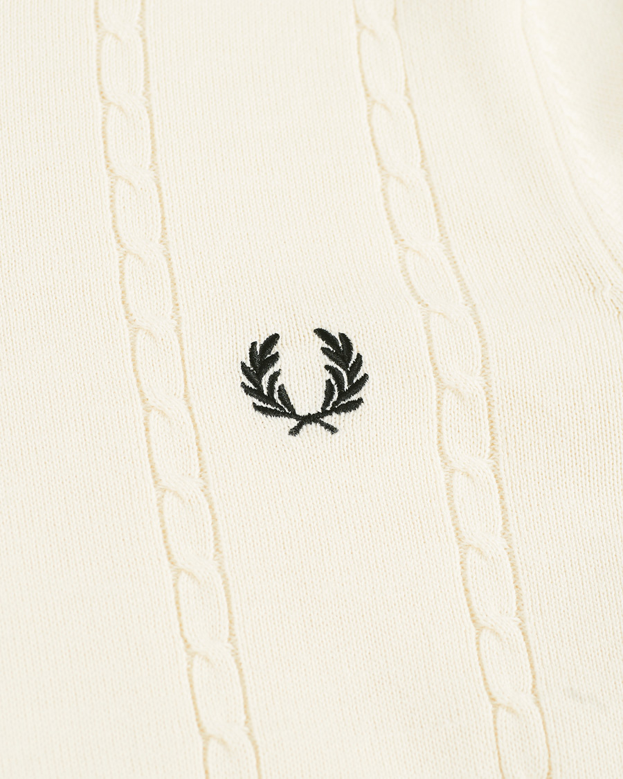 Men | Sweaters & Knitwear | Fred Perry | Cable Knit Crew Neck Jumper Ecru