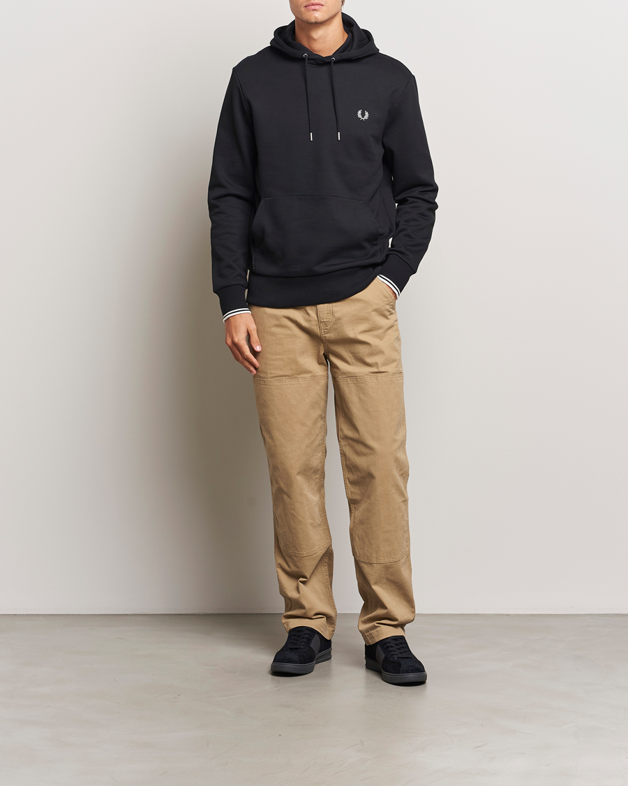 Men | Sweaters & Knitwear | Fred Perry | Tipped Hoodie Black