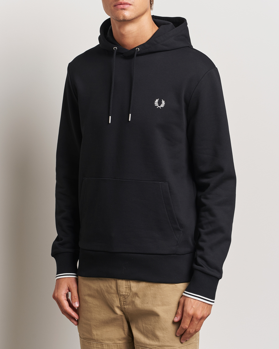 Men | Sweaters & Knitwear | Fred Perry | Tipped Hoodie Black