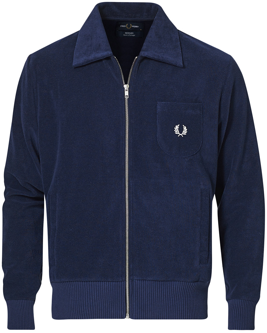 Men | Sweaters & Knitwear | Fred Perry | Reissues Towelling Jacket Carbon Blue