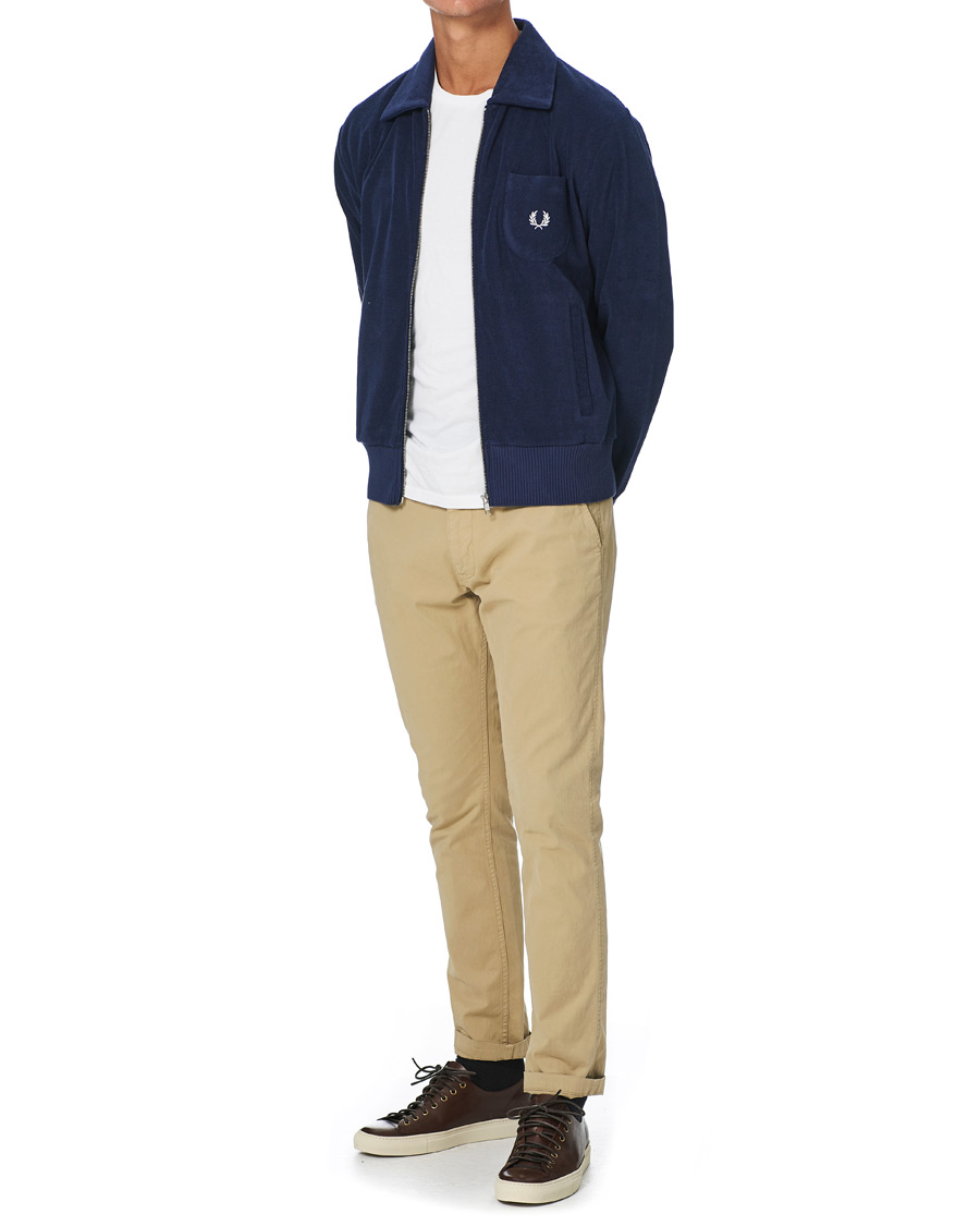 Men | Sweaters & Knitwear | Fred Perry | Reissues Towelling Jacket Carbon Blue