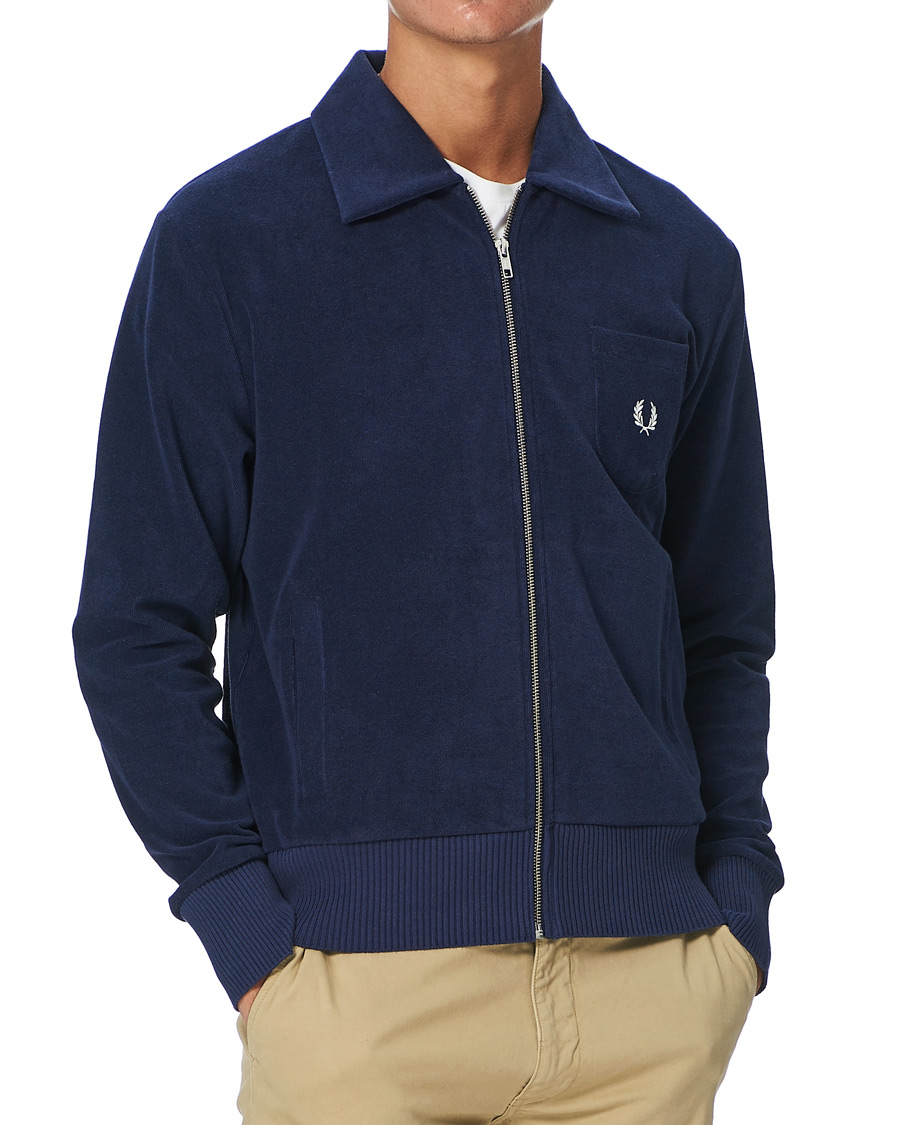 Men | Sweaters & Knitwear | Fred Perry | Reissues Towelling Jacket Carbon Blue