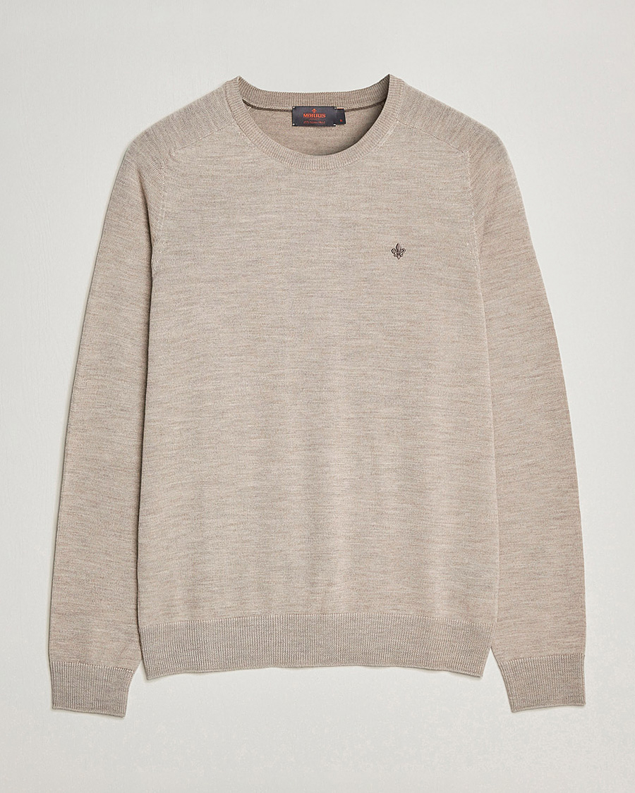 Men | Sweaters & Knitwear | Morris | Merino O-Neck Khaki Melange