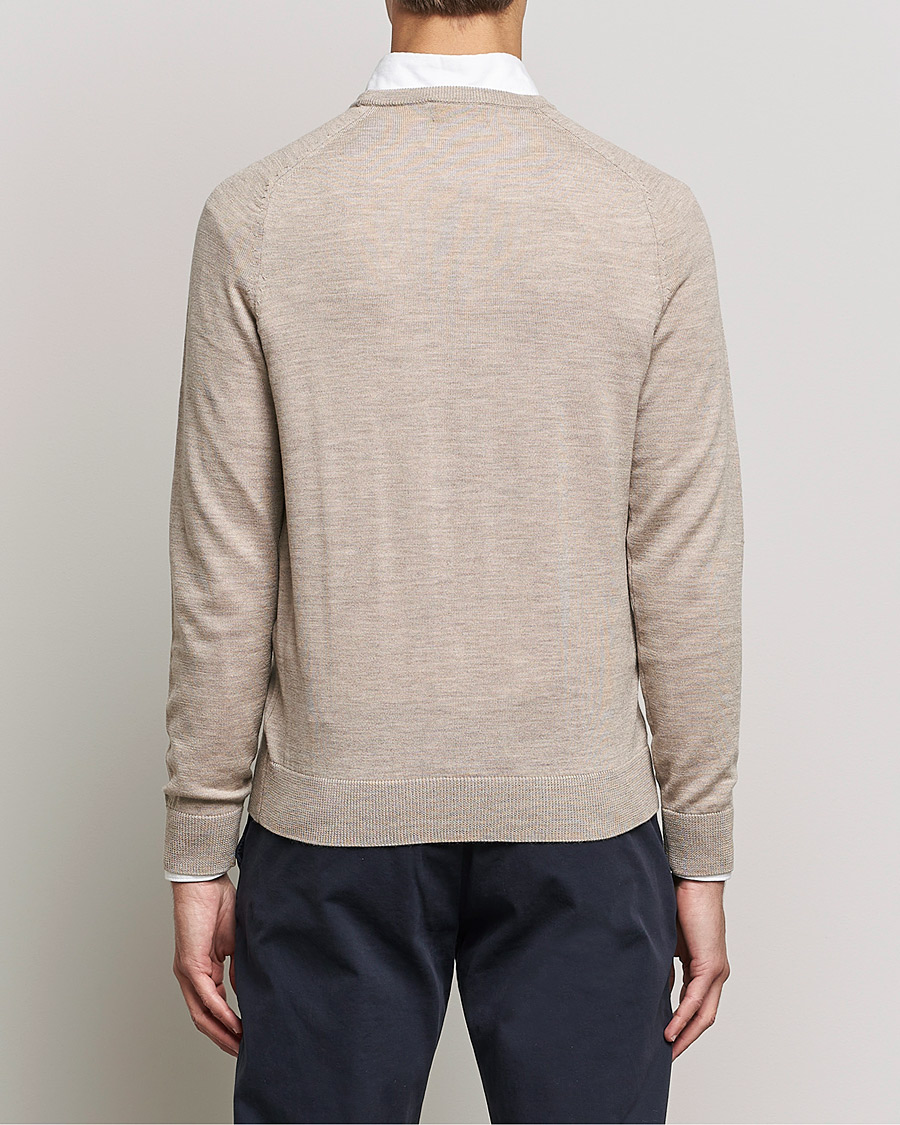 Men | Sweaters & Knitwear | Morris | Merino O-Neck Khaki Melange