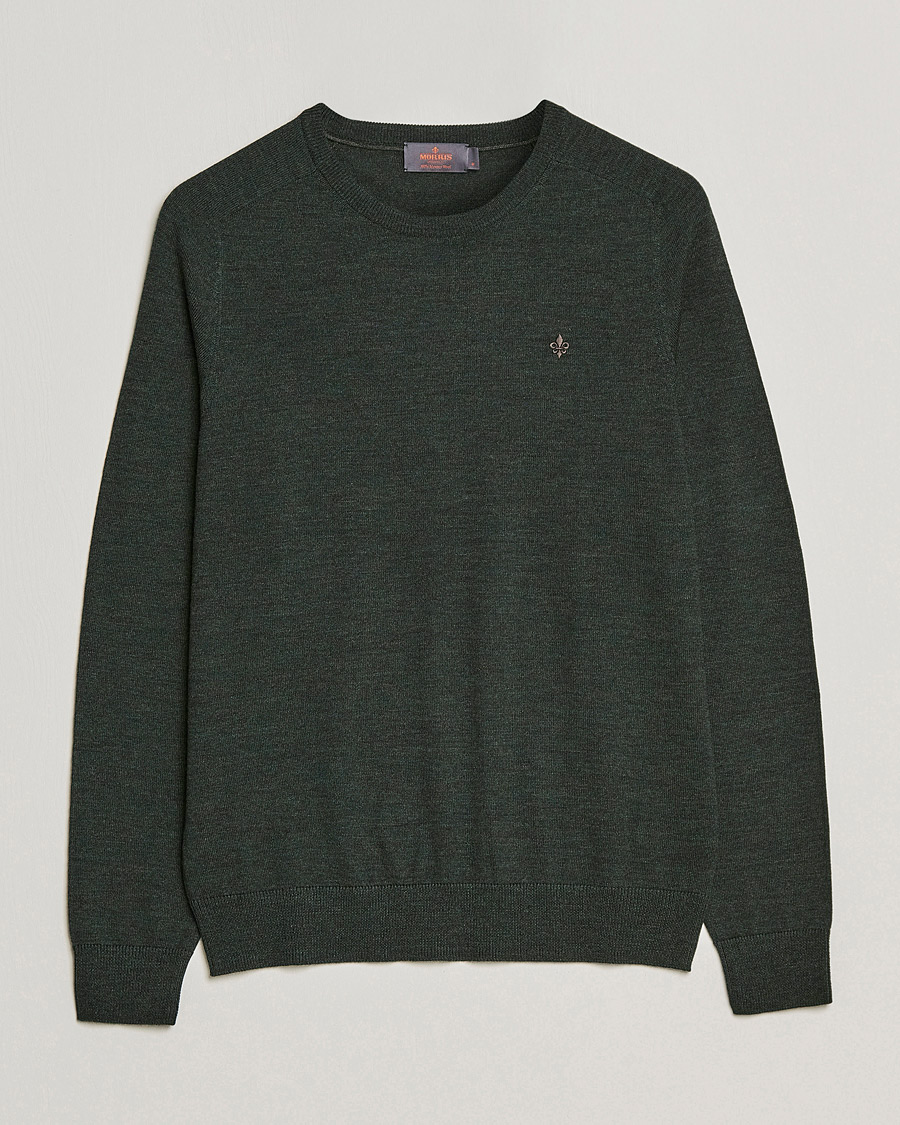 Men | Sweaters & Knitwear | Morris | Merino O-neck Olive Melange