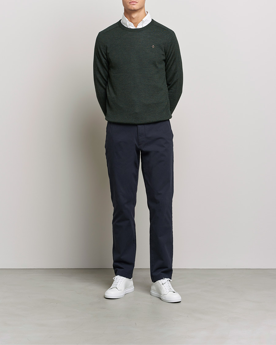 Men | Sweaters & Knitwear | Morris | Merino O-neck Olive Melange