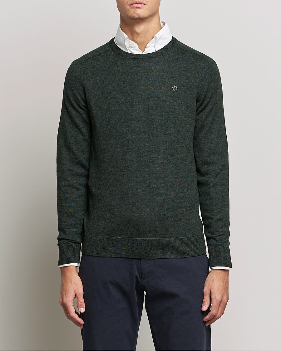 Men | Sweaters & Knitwear | Morris | Merino O-neck Olive Melange