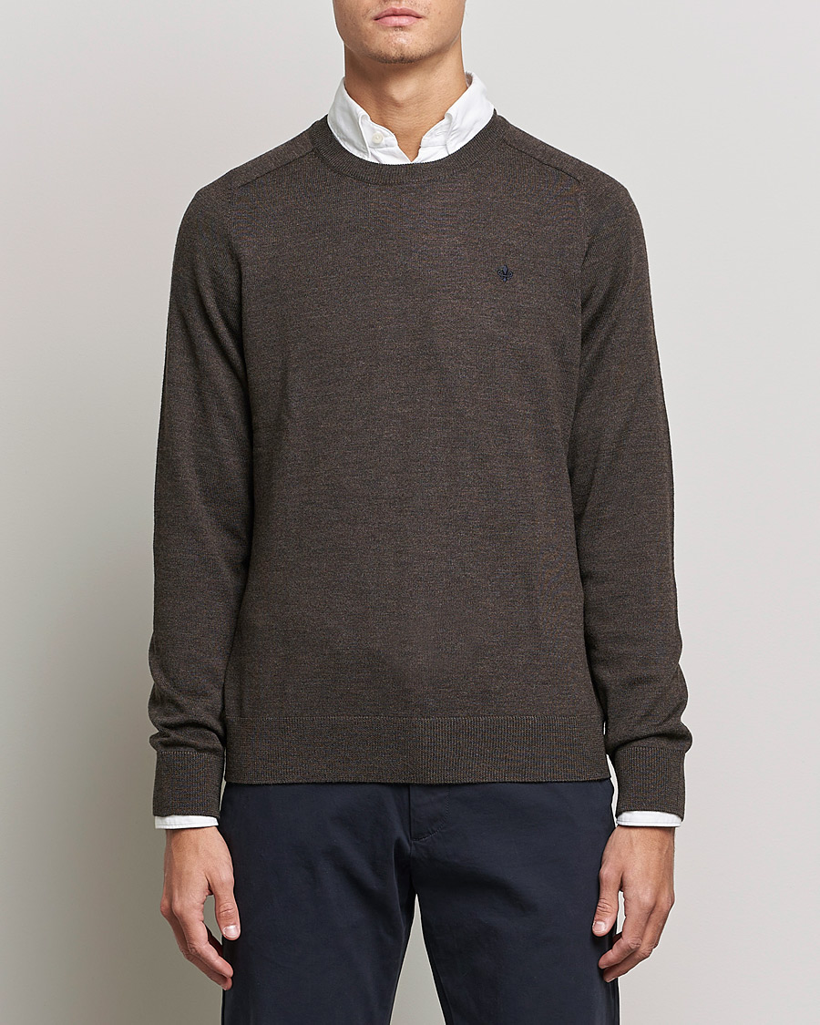 Men | Sweaters & Knitwear | Morris | Merino O-neck Brown Melange