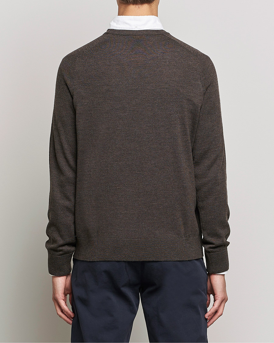 Men | Sweaters & Knitwear | Morris | Merino O-neck Brown Melange