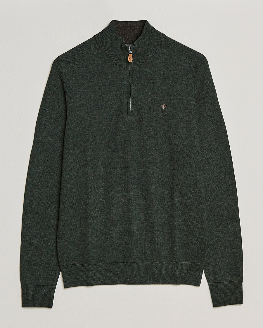 Men | Sweaters & Knitwear | Morris | John Merino Half Zip Olive